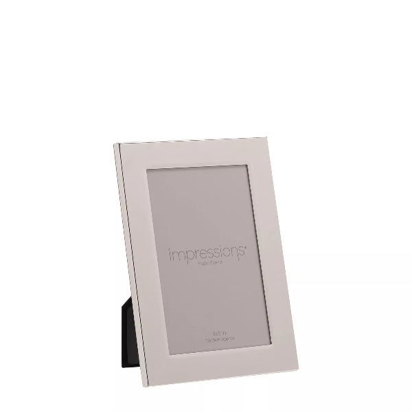 Silver photo frame with 'Impressions' branding on a white background