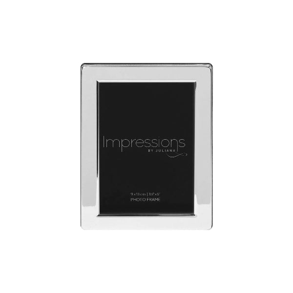 Silver photo frame with 'Impressions by Juliana' branding on a white background