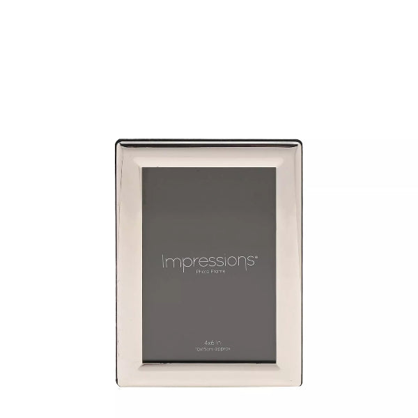 Silver picture frame with 'impressions' branding on a white background