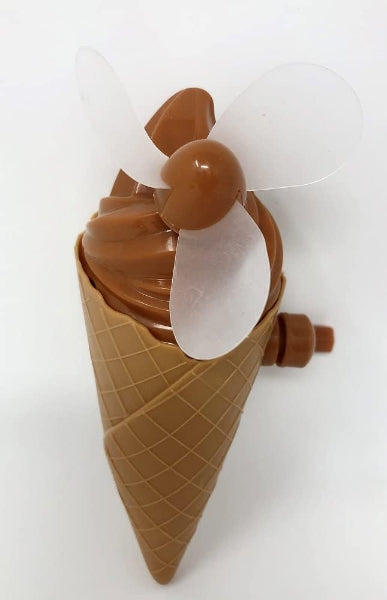 Brown ice cream cone-shaped object with a white base on a white background