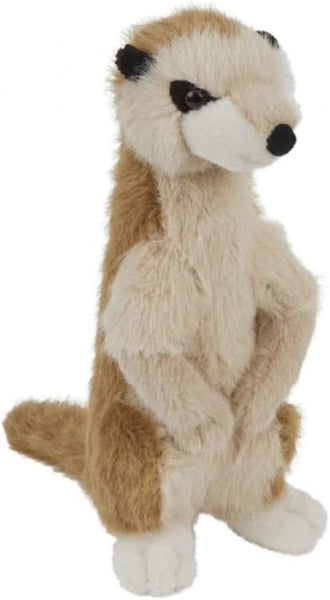 Plush meerkat toy on a white background