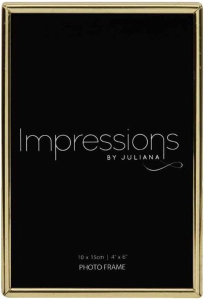 Gold photo frame with 'Impressions by Juliana' branding on a black background