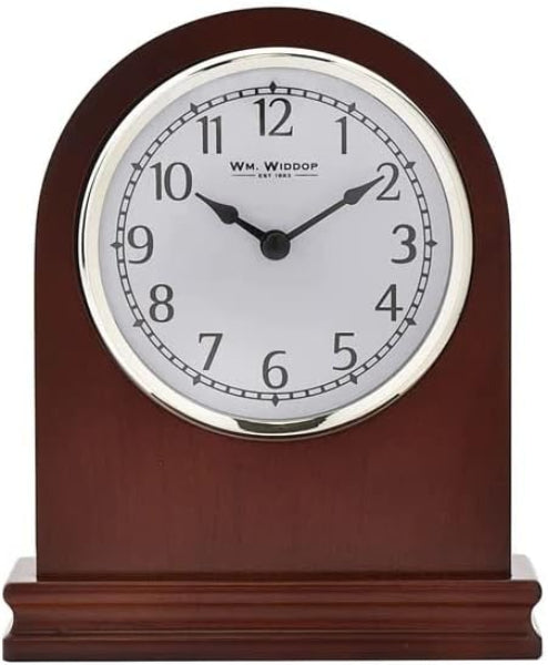 Wm. Widdop Arched Birch Wood Mantel Clock with Arabic Dial