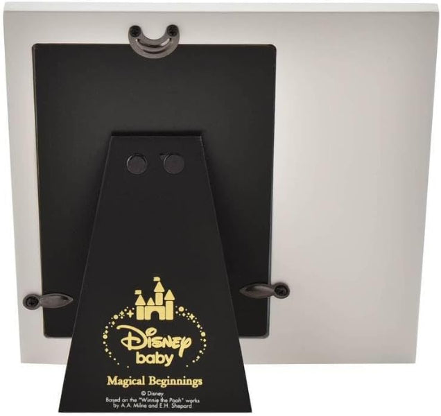 Back of a black photo frame with Disney Baby logo and text.
