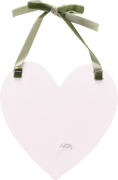 Widdop & Co. Love Story Bridesmaid Heart Hanging Wooden Plaque with Green Velvet Ribbon
