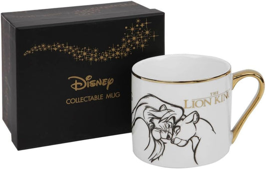 Disney collectible mug featuring 'The Lion King' design with a black box in the background.