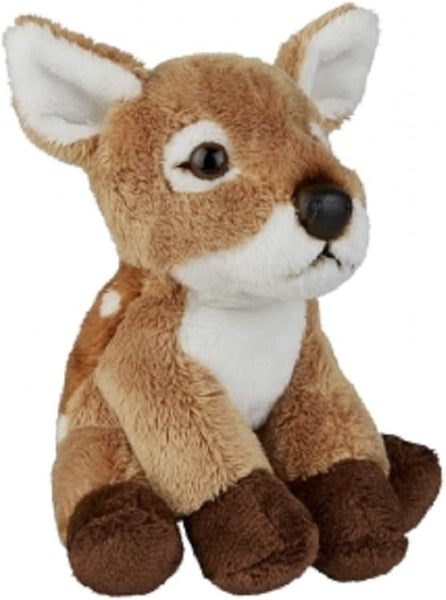 Plush deer toy on a white background