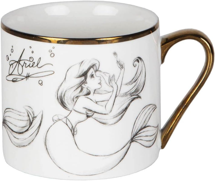 Mug with a mermaid design and 'Ariel' text on a white background