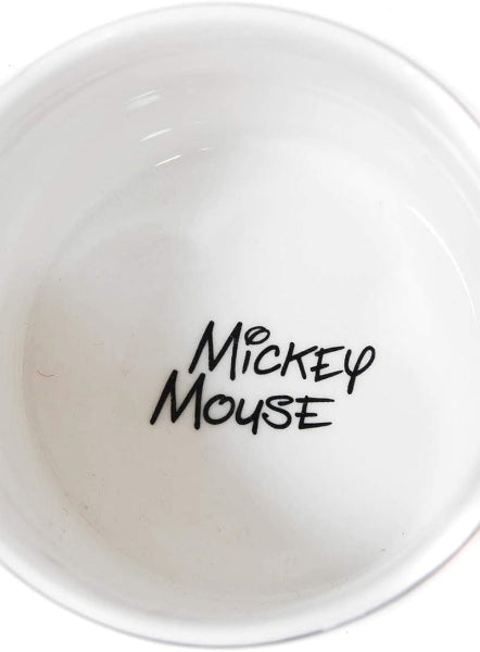 White bowl with 'Mickey Mouse' text on a white background