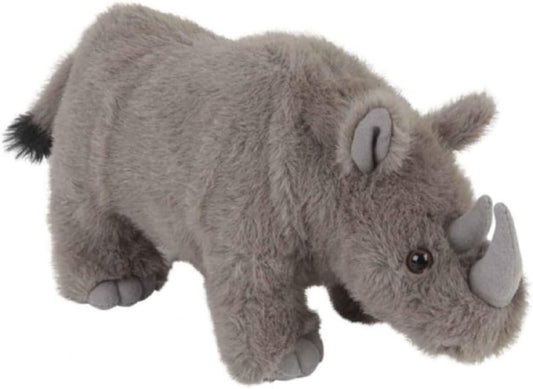 Plush rhino toy on a white background