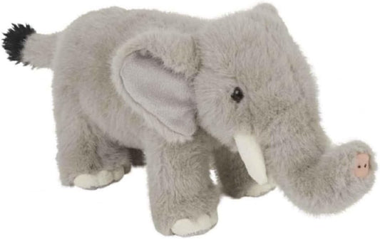 Plush elephant toy on a white background