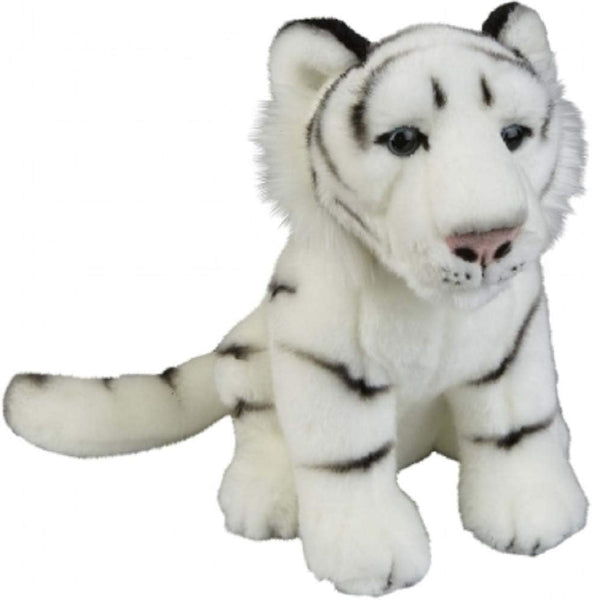 Plush toy of a white tiger on a white background