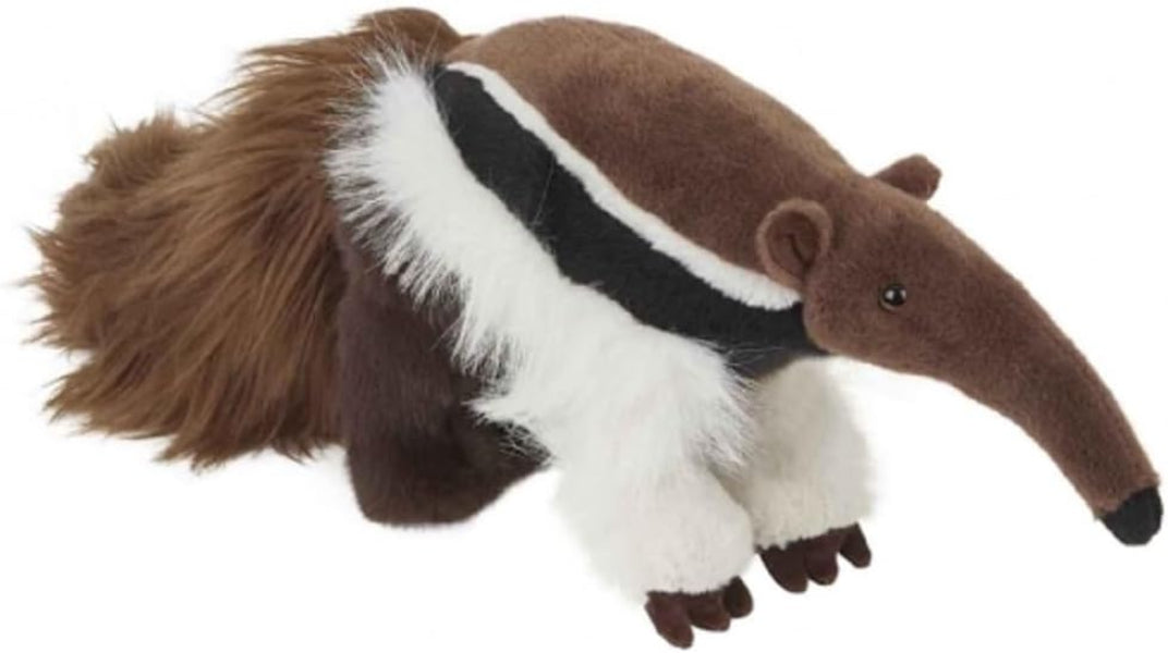 Plush toy of an anteater on a white background
