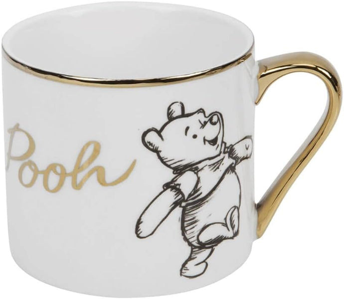 Mug with a cartoon bear illustration and 'Pooh' text on a white background