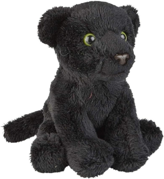 Plush black panther toy on a white background