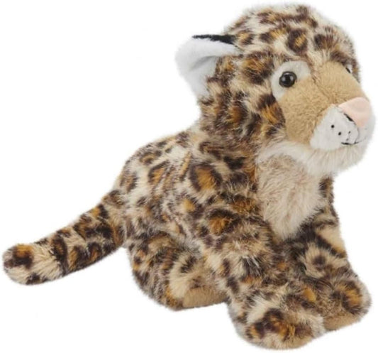 Plush toy leopard on a white background