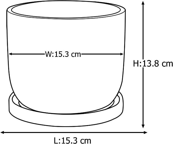 Measurement chart of a cylindrical pot with dimensions labeled.