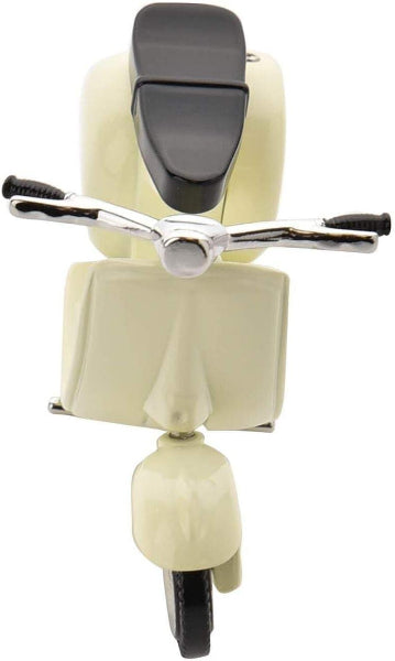 Beige scooter with black handlebar on a white background