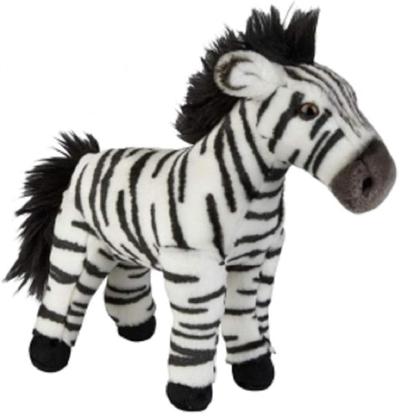 Plush zebra toy on a white background