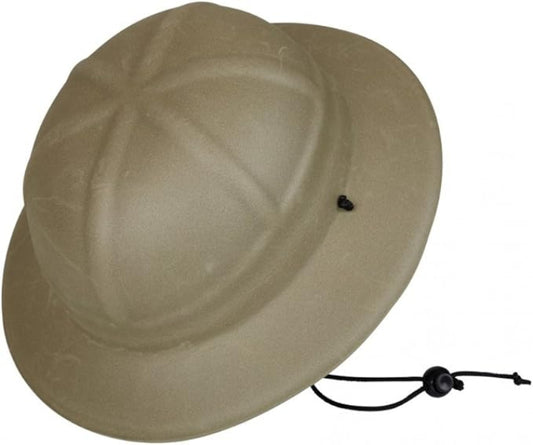 Beige bucket hat with a black drawstring on a white background
