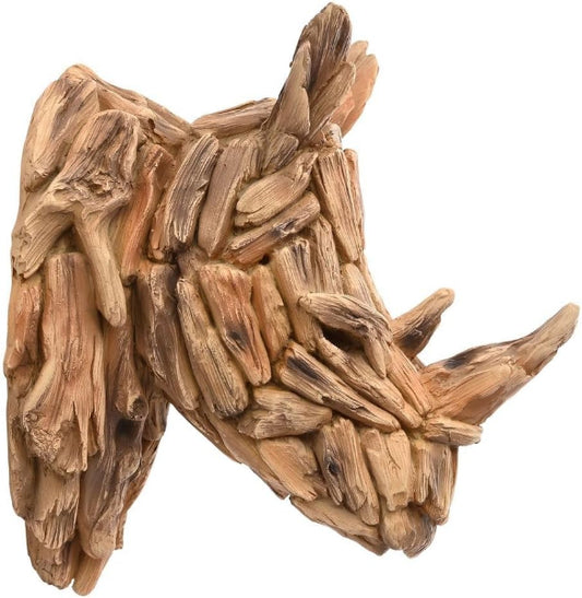 Naturecraft Driftwood Collection Wood Effect Rhino Head Wall Art