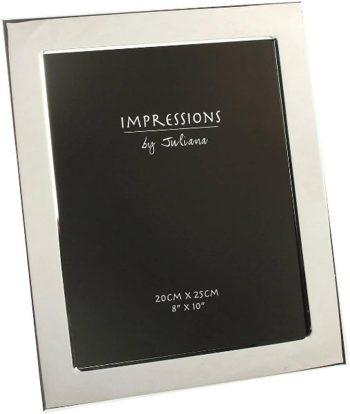 Silver photo frame with 'Impressions by Juliana' branding on a black background