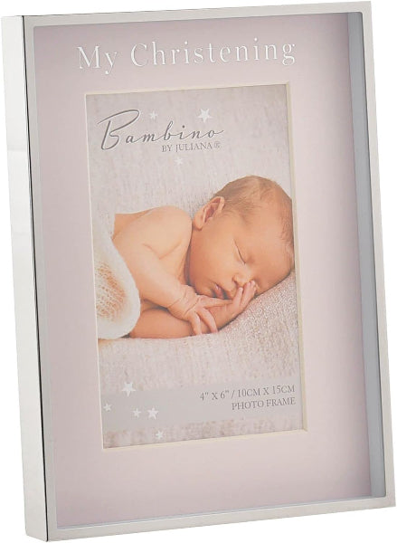 Bambino Silver Colour Photo Frame "My Christening" Pink 4" x 6"