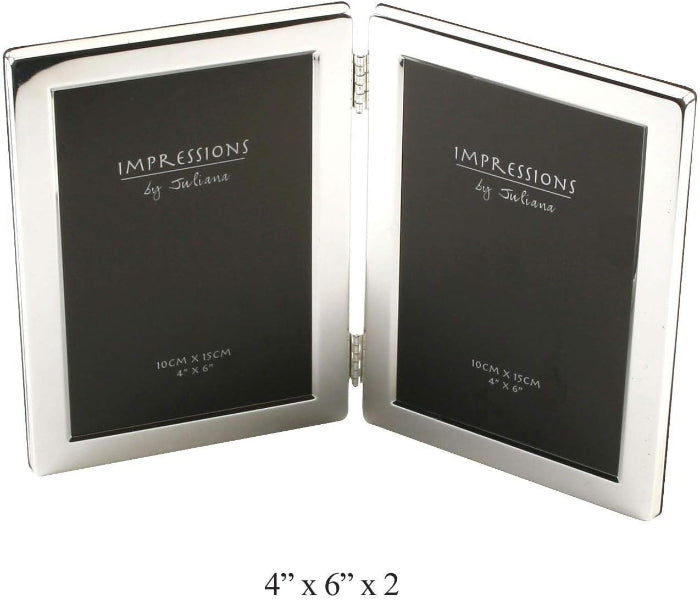 Juliana Impressions Silverplated 4" x 6" Hinged Double Photo Frame