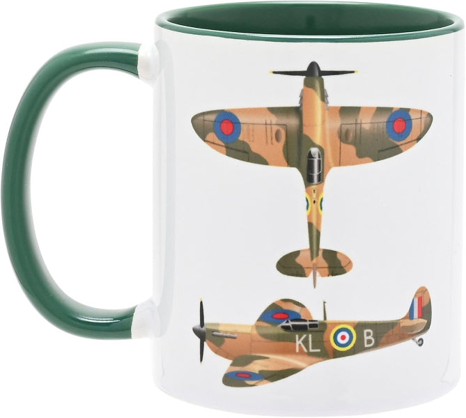 Mug with vintage airplane design on a white background