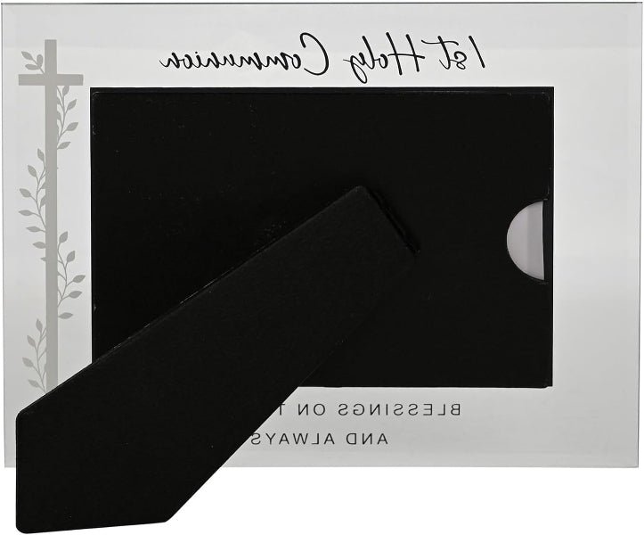 Black card with silver text and design on a white background