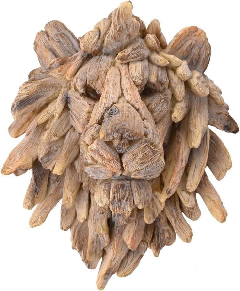 Naturecraft Driftwood Collection Wood Effect Self Standing Lion Head Wall Art