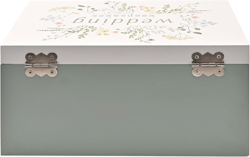 Gray storage box with floral design on the lid