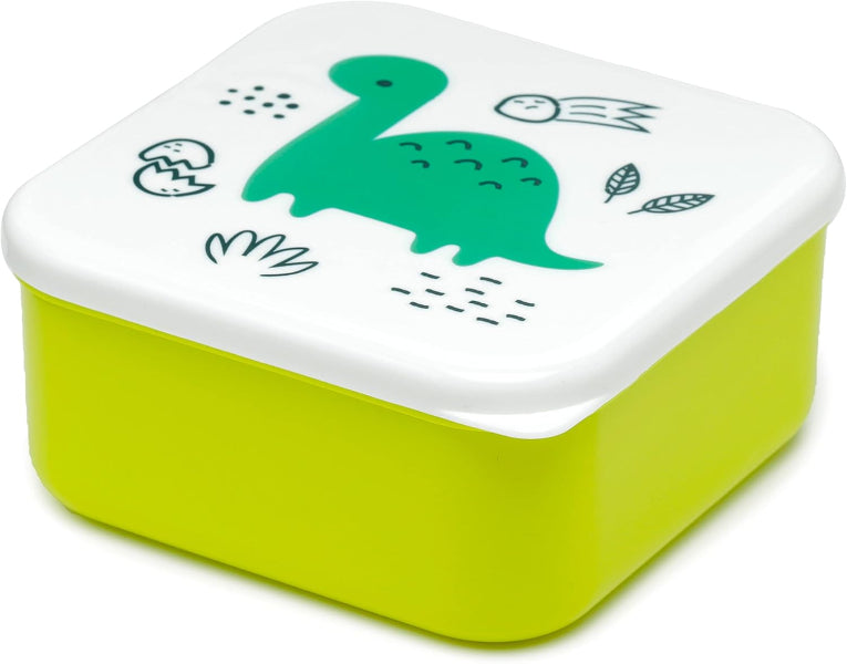Green and white snack box with a turtle design on a white background
