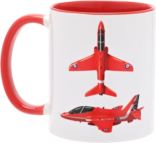 Mug with red airplane design on a white background