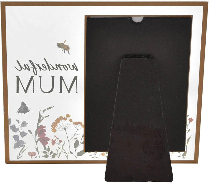 Framed picture with 'Mum' text and floral design on a white background