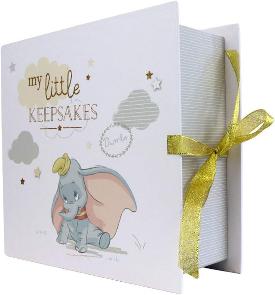 Album for keeping memories with a cartoon elephant design and gold ribbon on a white background