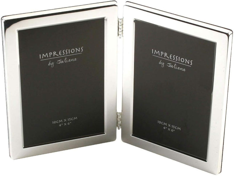 Juliana Impressions Silverplated 4" x 6" Hinged Double Photo Frame