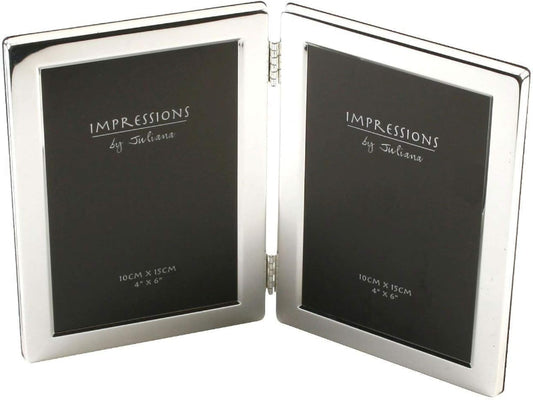 Juliana Impressions Silverplated 4" x 6" Hinged Double Photo Frame
