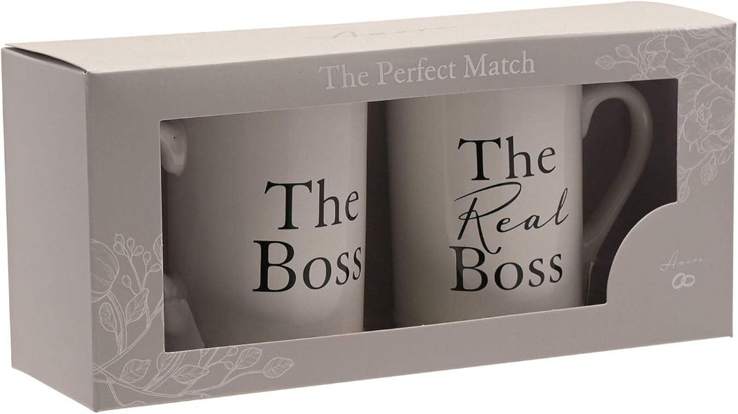 Amore The Boss and The Real Boss Pair of China Mugs