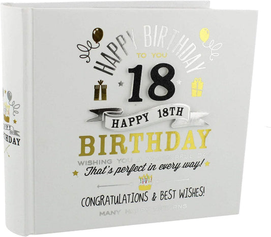 18th birthday card with celebratory text and graphics on a white background