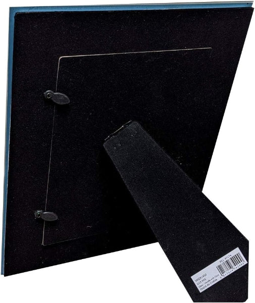 Black photo album with a strap on a white background