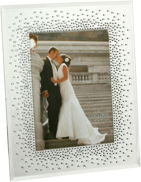 Decorative photo frame with a couple on a staircase