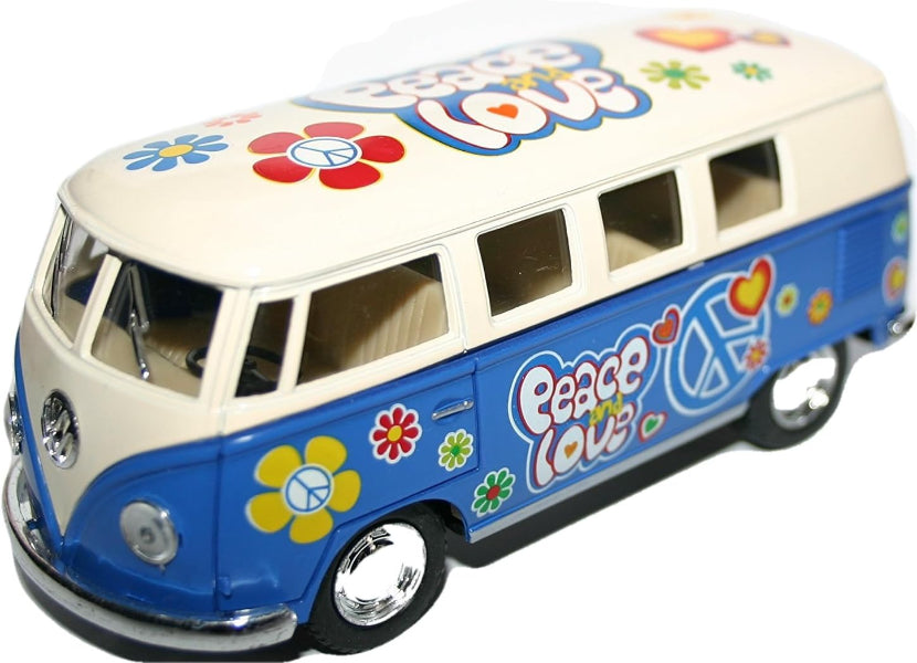 Volkswagen Campervan 1:32 Die Cast With Peace And Love Hippy Design