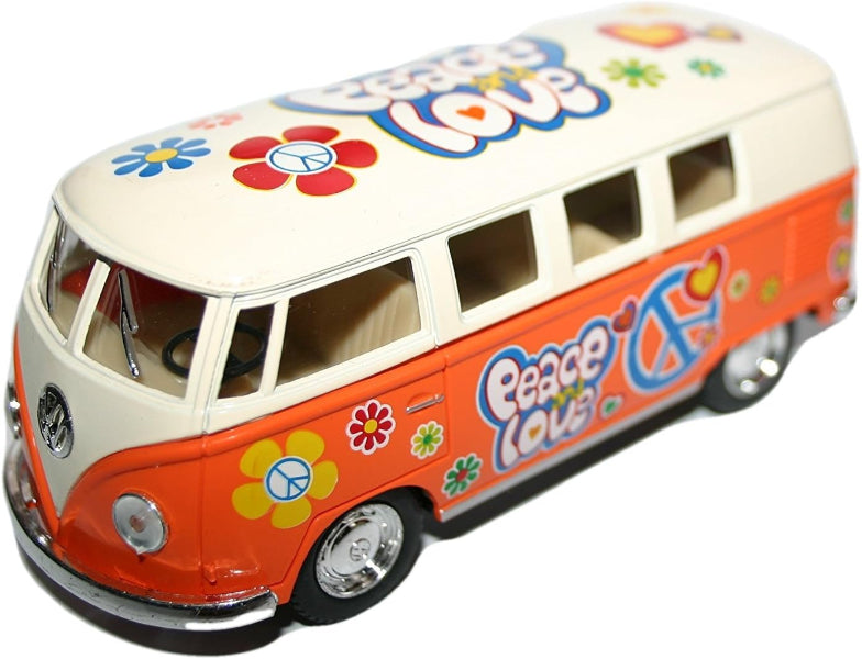 Volkswagen Campervan 1:32 Die Cast With Peace And Love Hippy Design