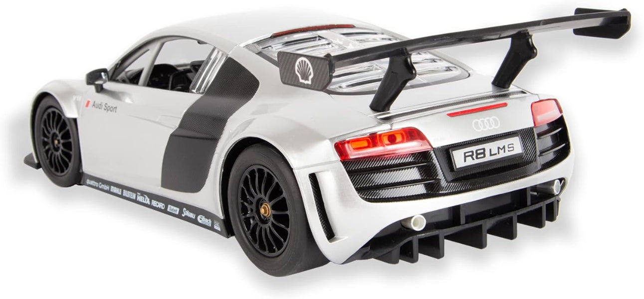Model of a white Audi R8 sports car on a white background