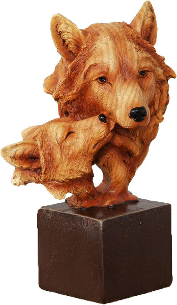 Naturecraft Wood Effect Resin Statue Wolves Ornament Figurine