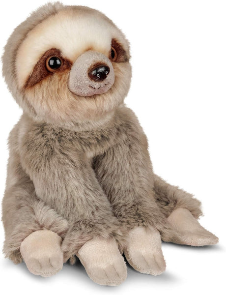 Plush toy sloth on a white background
