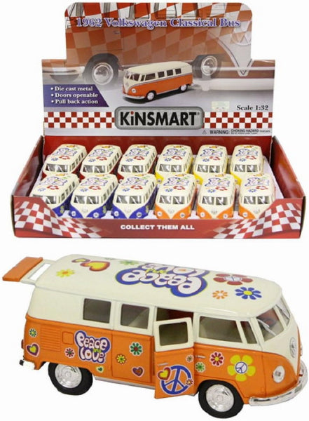 Volkswagen Campervan 1:32 Die Cast With Peace And Love Hippy Design