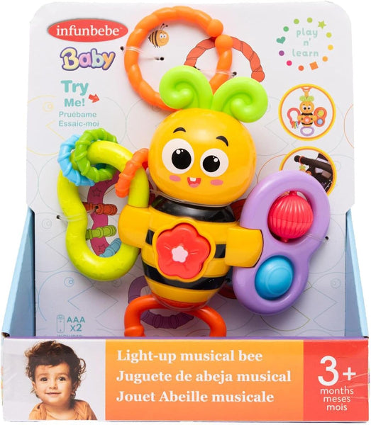 Light-up musical bee toy with colorful components on a white background