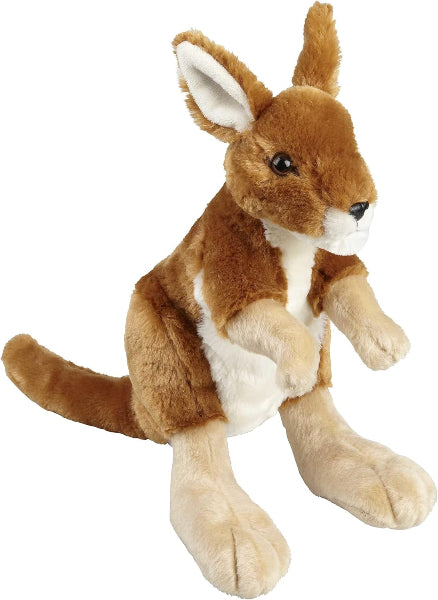 Plush toy kangaroo on a white background
